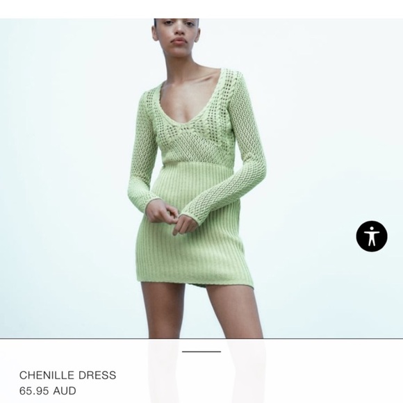 Zara Dresses & Skirts - Zara Light Green Chenille Knit Mini Dress